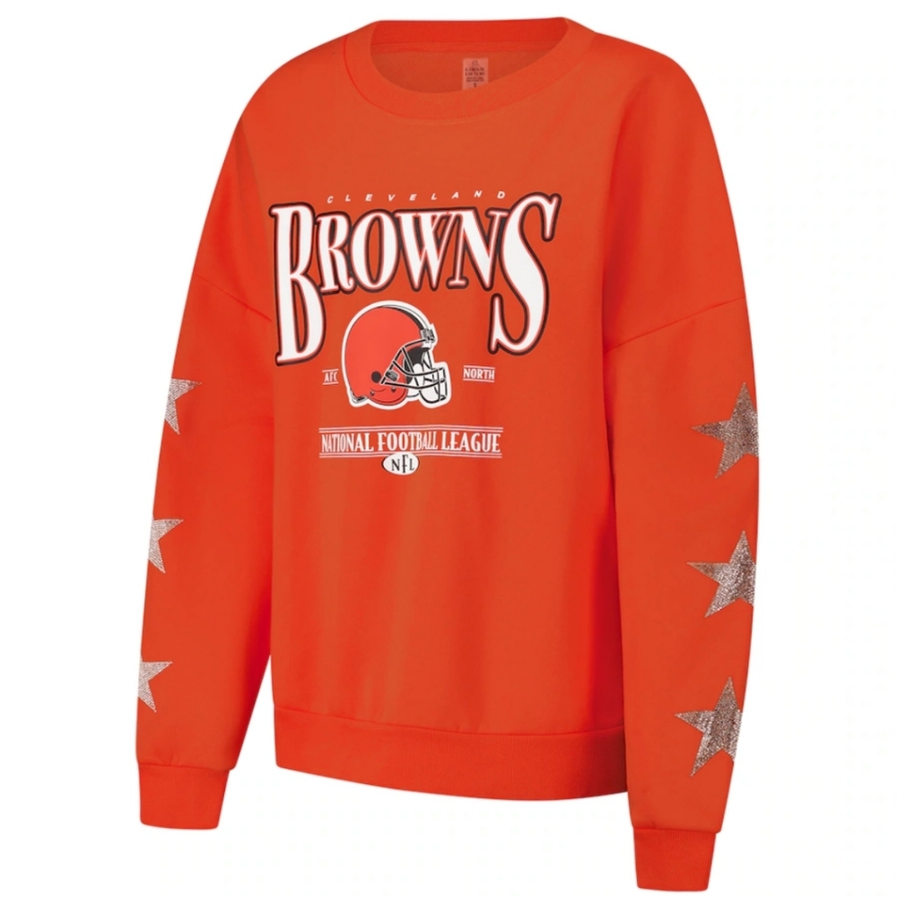 Cleveland Browns GAMEDAY COUTURE NFL Oversized Rhinestone Star Premium Sweater